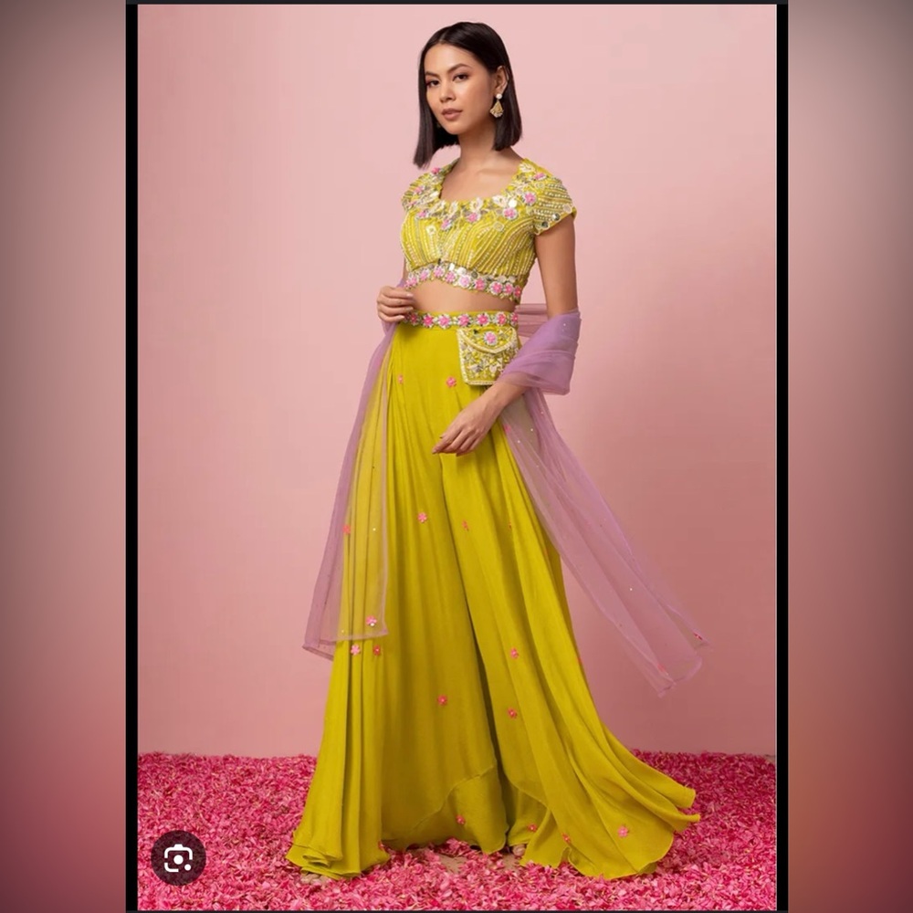 Indya luxe - Lime green sharara set